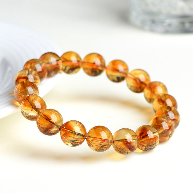 Natural Yellow Capped Quartz Bracelet ∙ Rare 7A Phoenix Layer Crystal ∙ Solar Energy Stone