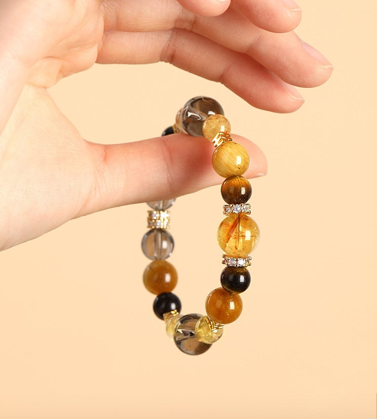 Chinese Natural tiger eye stone citrine fortune-bringing bracelet