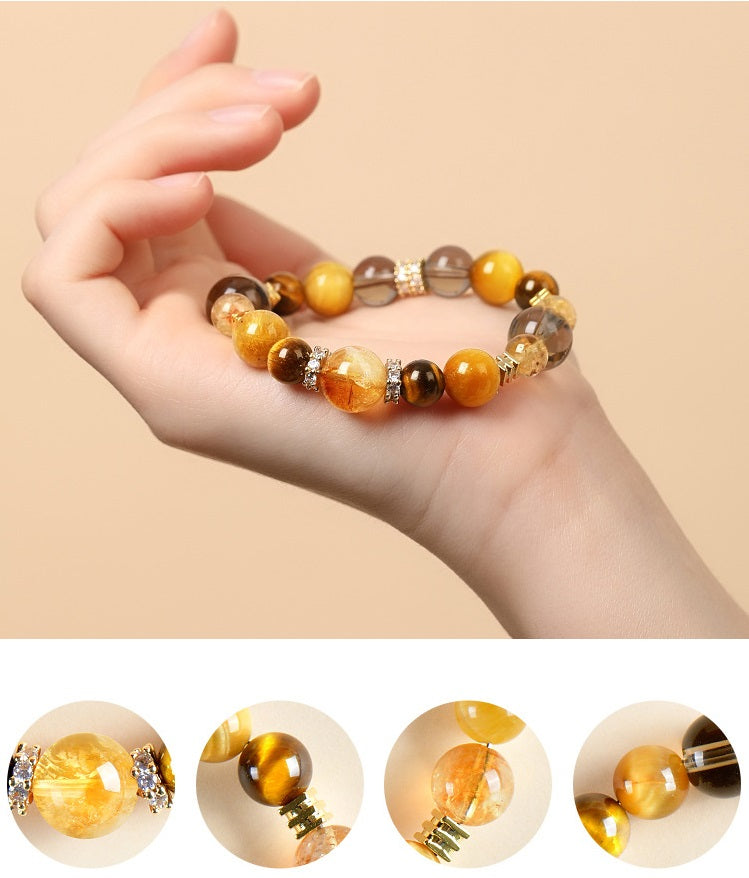 Chinese Natural tiger eye stone citrine fortune-bringing bracelet