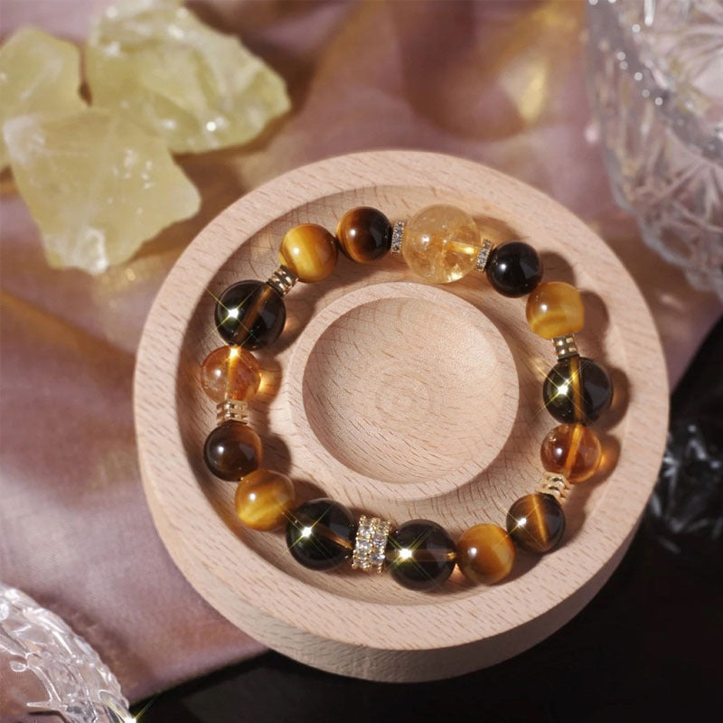 Chinese Natural tiger eye stone citrine fortune-bringing bracelet