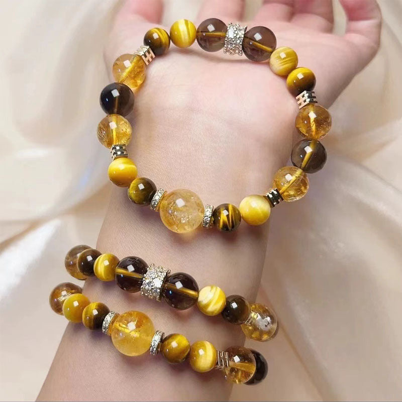 Chinese Natural tiger eye stone citrine fortune-bringing bracelet
