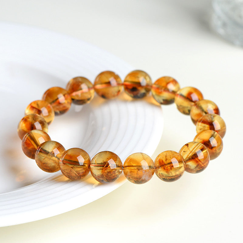 Natural Yellow Capped Quartz Bracelet ∙ Rare 7A Phoenix Layer Crystal ∙ Solar Energy Stone
