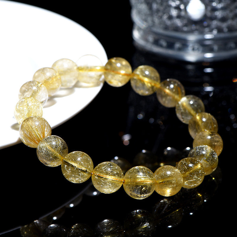 7A Natural Quartz Beads Golden Hair Crystal