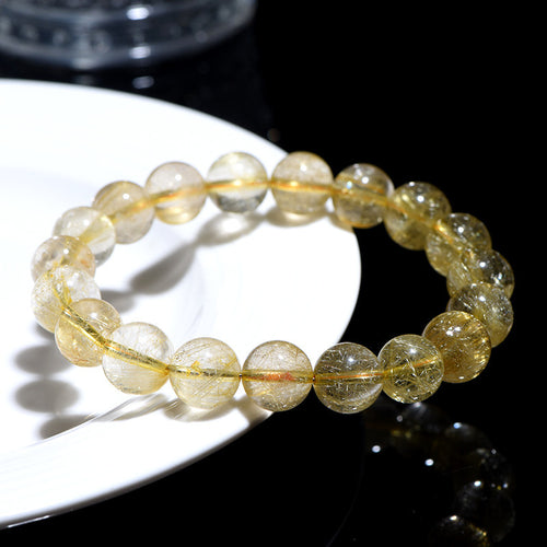 7A Natural Quartz Beads Golden Hair Crystal