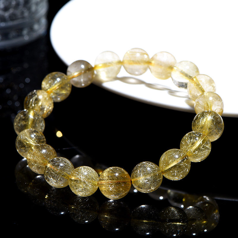 7A Natural Quartz Beads Golden Hair Crystal